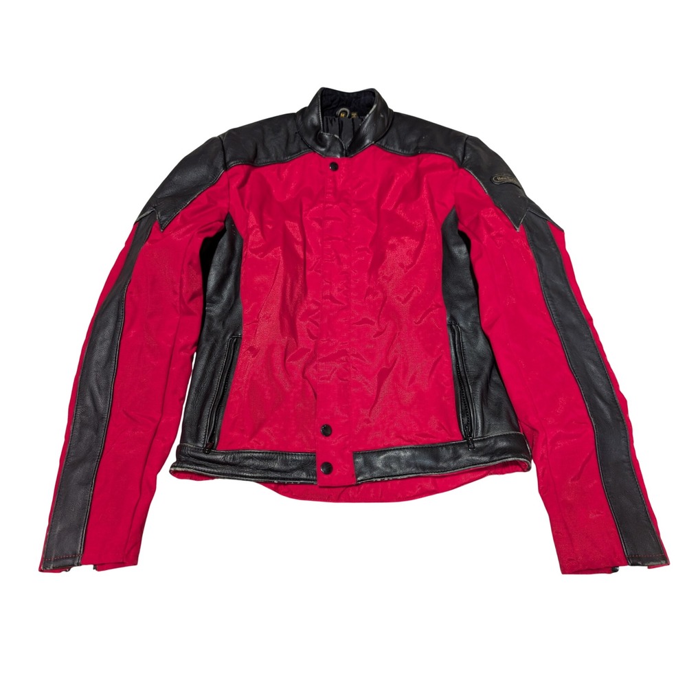 Vintage Hein Gericke Jacket Mens M Red Black Leather Cordura Biker Cafe Racer